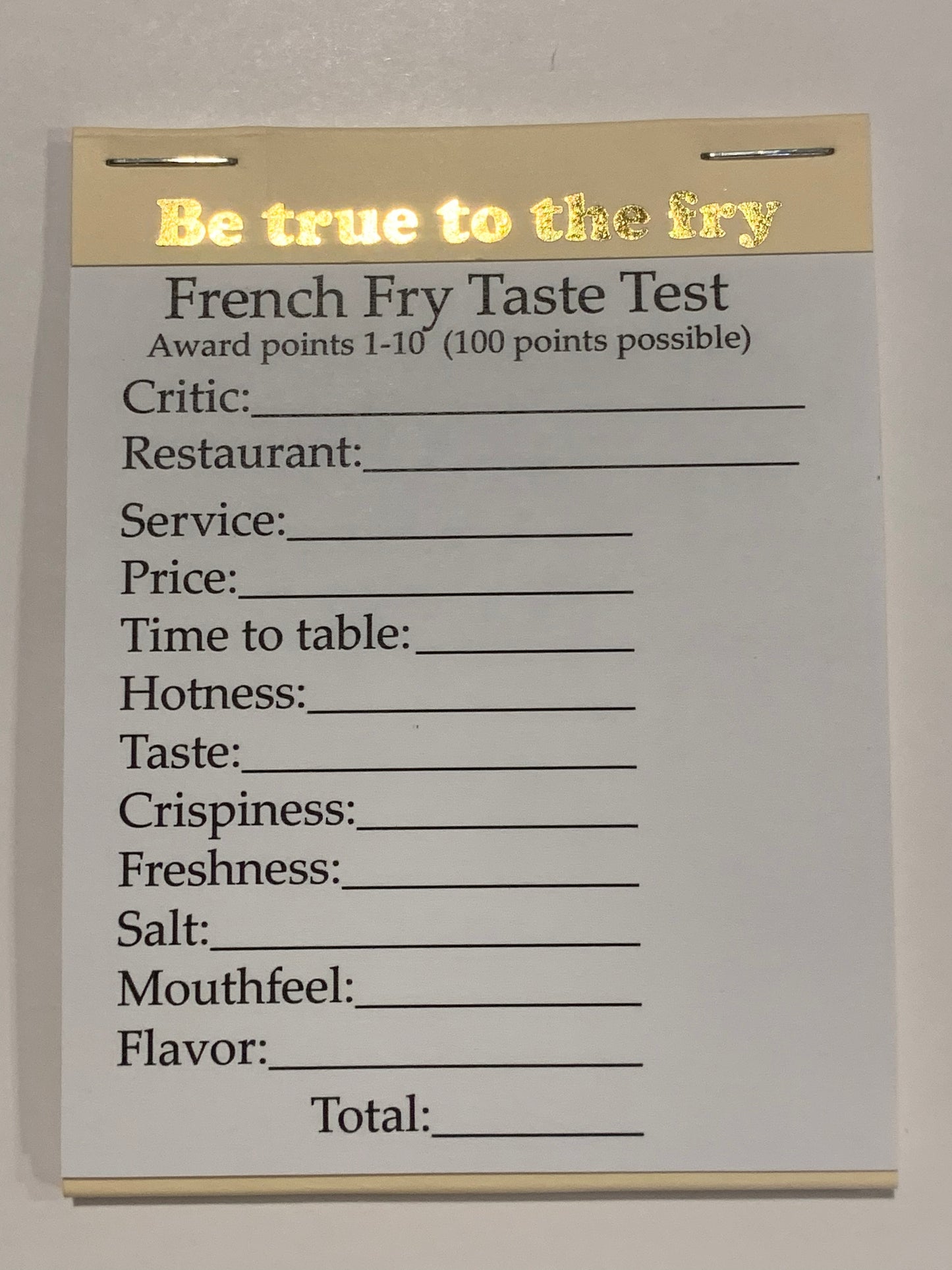 French fry tasting game